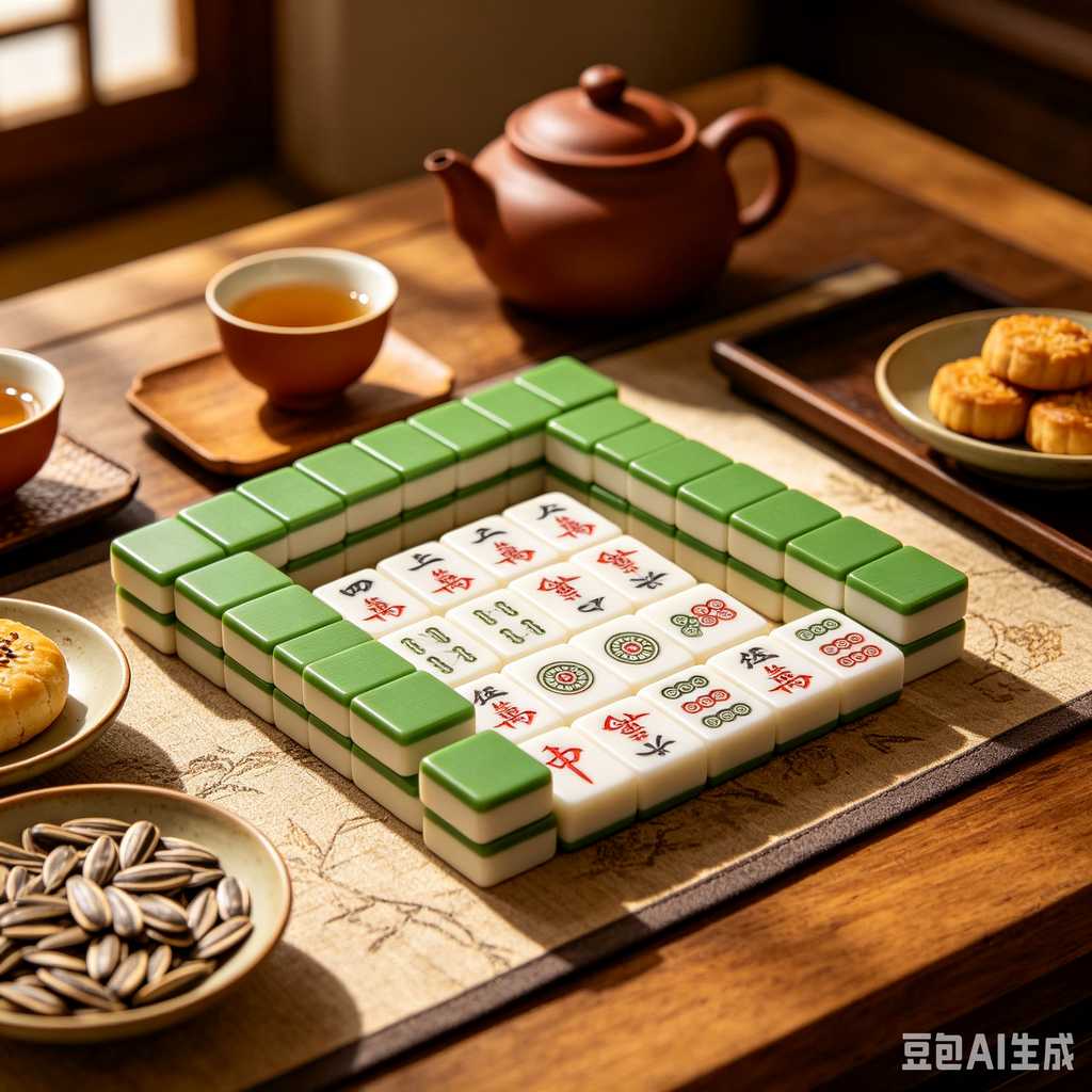 carved pattern mahjong set